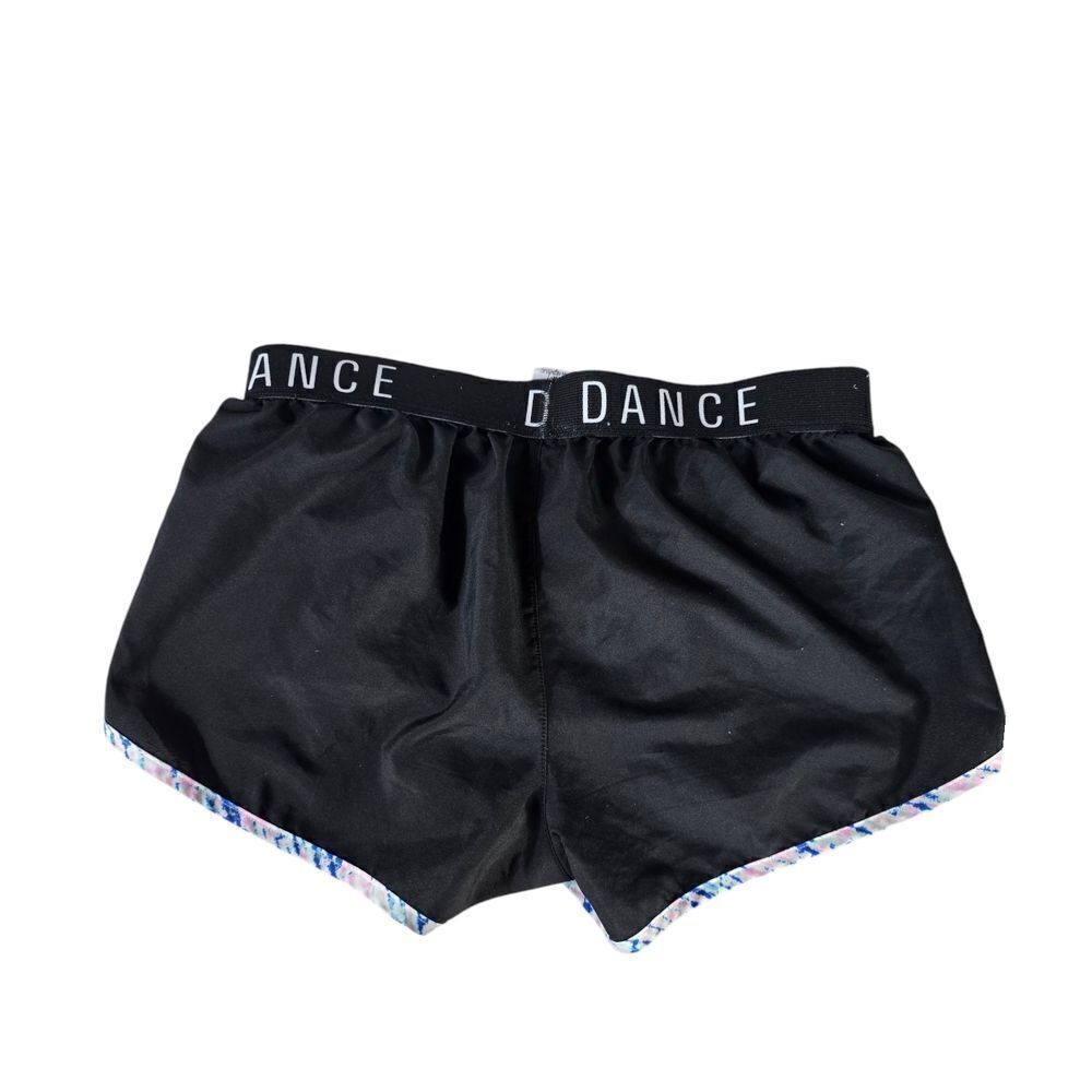 Varsity Black Athletic Shorts with Elastic Waistband and Curved Hem - Picture 2 of 5